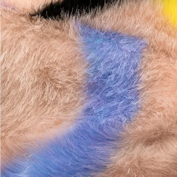 Philipp Plein Multicolor Heart-Print Faux-Fur High-Neck Coat - Picture 8 of 10